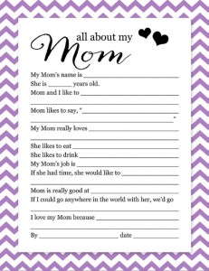 Mothers day keepsake questionnaire free printable