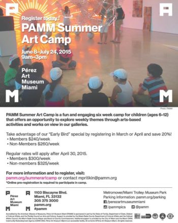 PAMM Summer Art Camp Discount Special Only Until April 30th