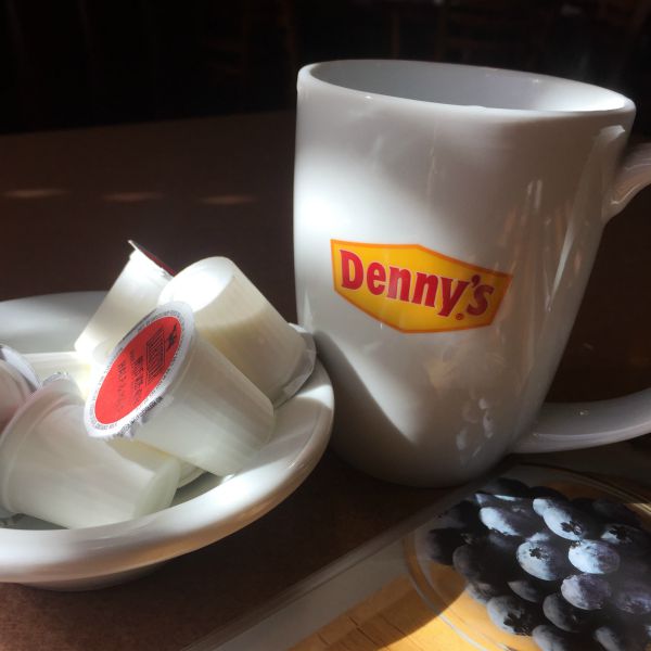 Breakfast for one. Me time. Coffee DennysDiners MommyMafia.com