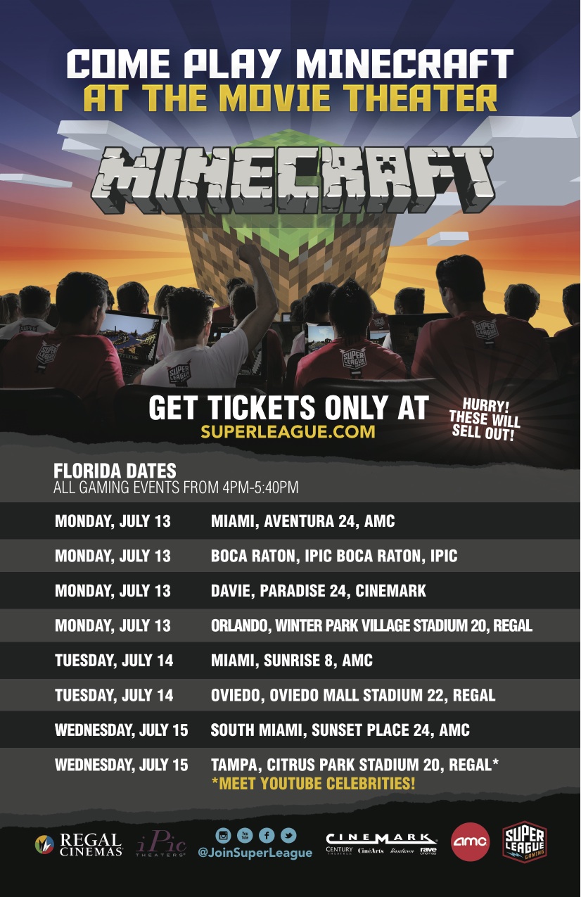 Play Minecraft at the Movies! How Cool! Super League Gaming Minecraft