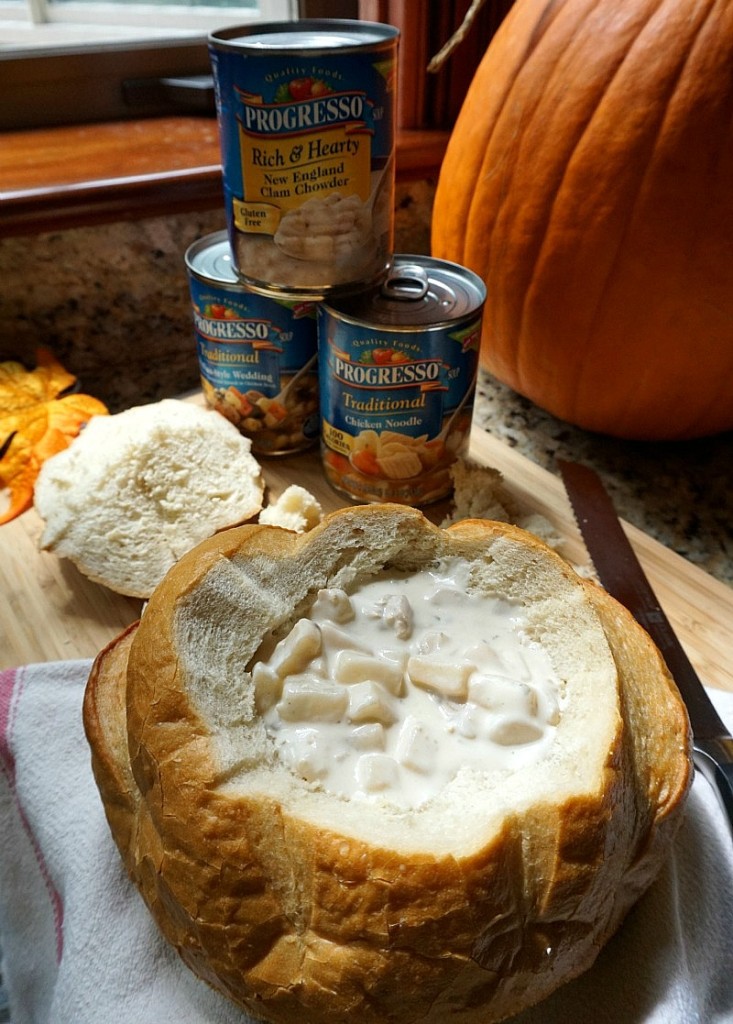 Perfect for staying in. Comfort foods like easy bread bowls and soup. yum! MommyMafia.com