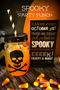 Treat your Halloween party guests to this super easy and yummy Spooky Party Punch. Your grown-up ghosts and goblins will love it! Halloween party punch; Spooky party punch; Spooky punch for halloween; party punch for halloween; Halloween cocktails; Halloween drinks; MommyMafia.com