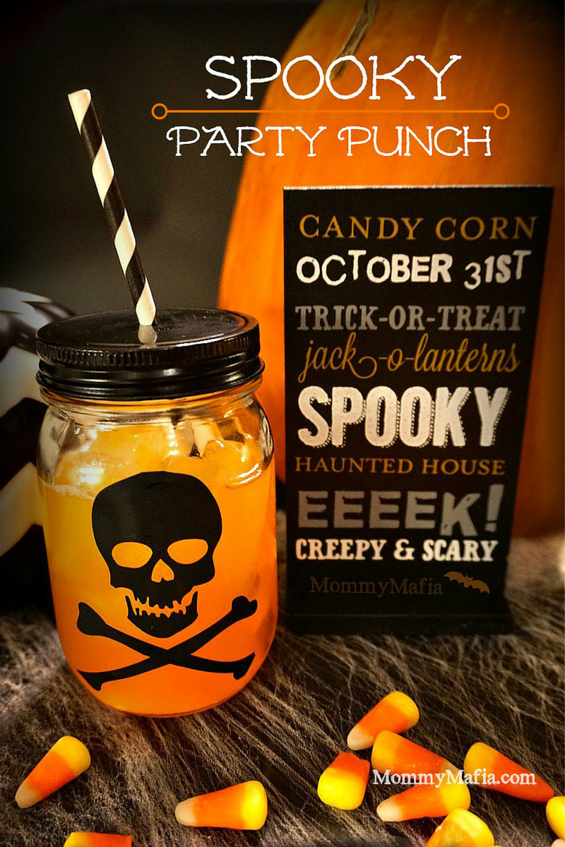 Treat your Halloween party guests to this super easy and yummy Spooky Halloween Party Punch. Your grown-up ghosts and goblins will love it! Halloween party punch; Spooky party punch; Spooky punch for halloween; party punch for halloween; Halloween cocktails; Halloween drinks; MommyMafia.com