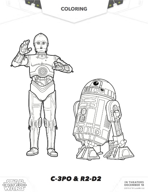 Free Star Wars Coloring C-3PO R2-D2