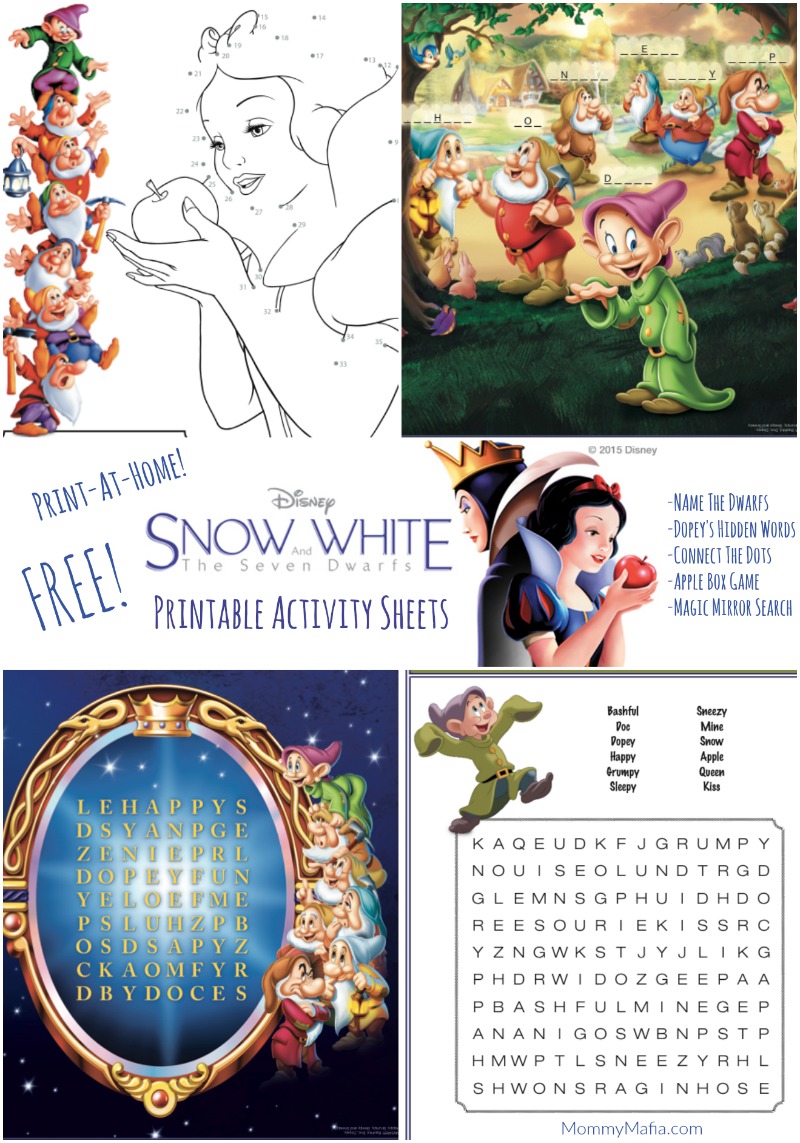 Free Snow White Printables Activity Sheets MommyMafia.com