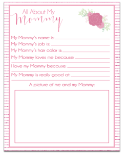 All About My Mommy Free Printable