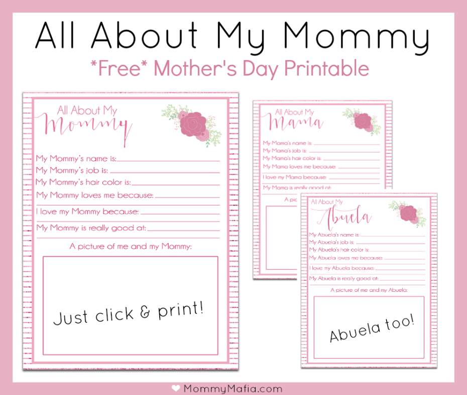 All About My Mommy Free Mother’s Day Printable