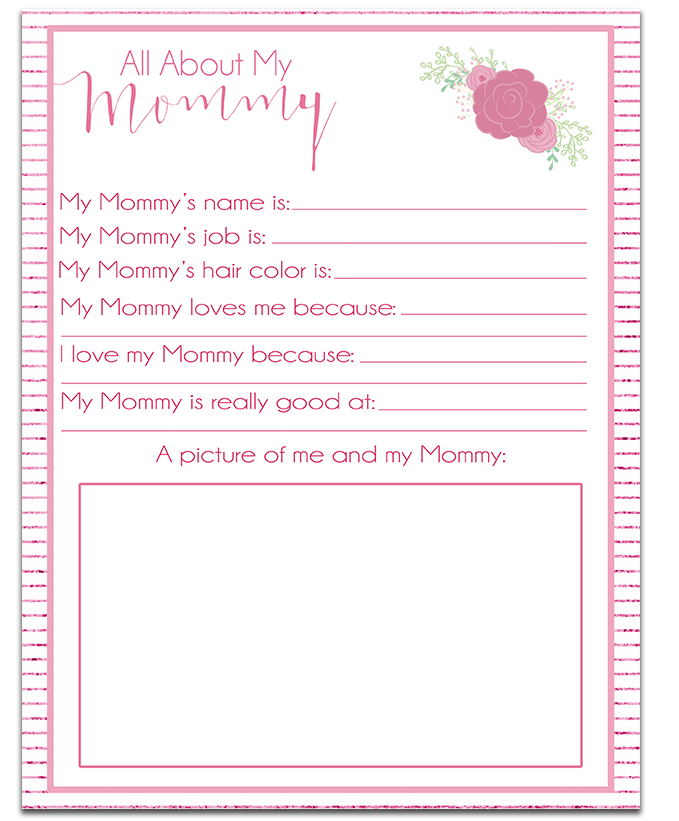 All About My Mommy Free Mothers Day Printable MommyMafia.com