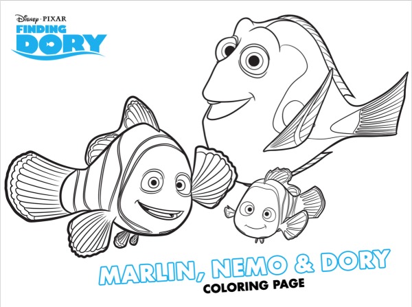 Free Finding Dory Coloring Sheets