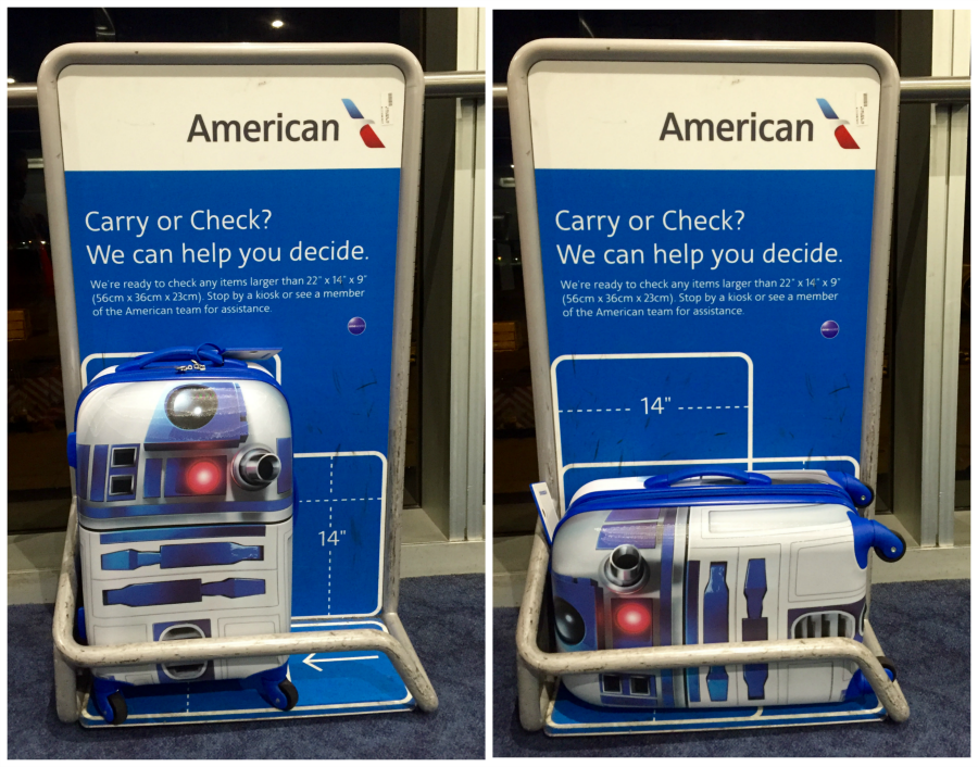 R2D2 Suitcase size; Star Wars Suitcase; Travel with kids