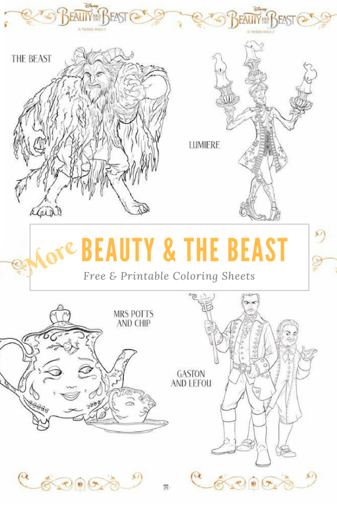 Beauty and The Beast Free coloring sheets