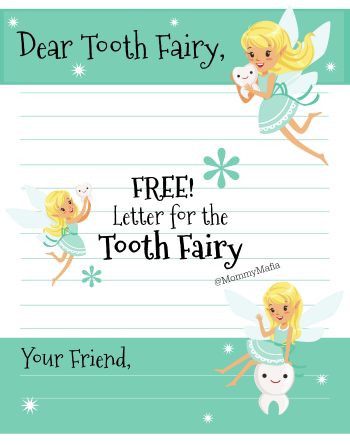 Free Tooth Fairy Letter; Letter for the tooth fairy; free tooth fairy letter; kids healthy dental habits